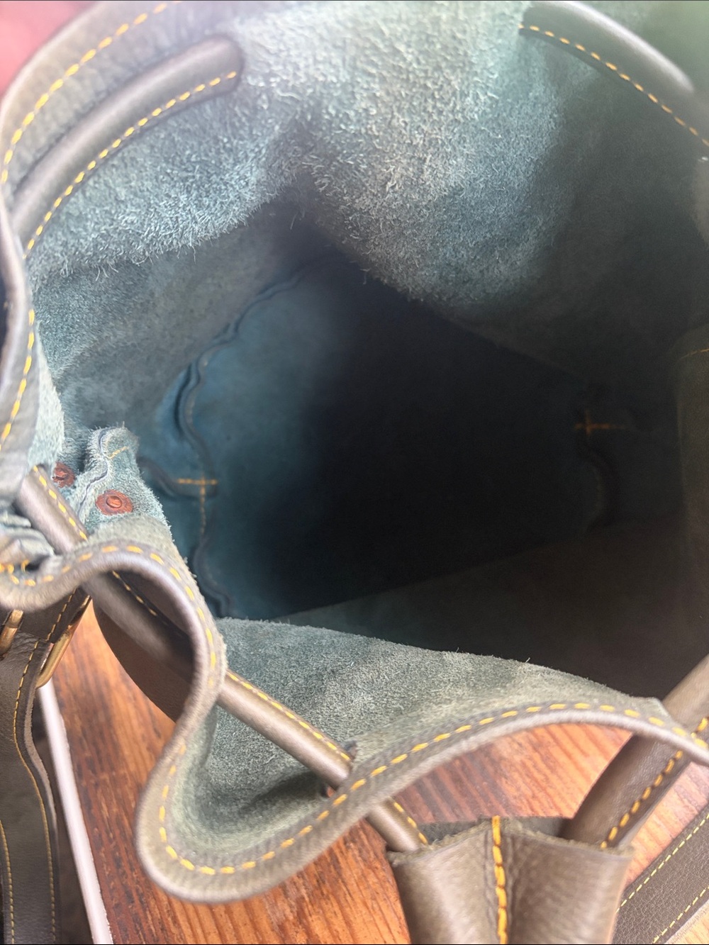 KMM and Co Blue Green Leather Bucket Bag - Women - Picture 3 of 11